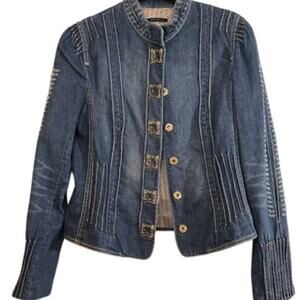 Elie Tahari Women’s Small Denim Jacket Button Front Lined Classic Fitted Style
